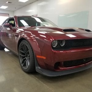 Clear Bra for red dodge challenger front