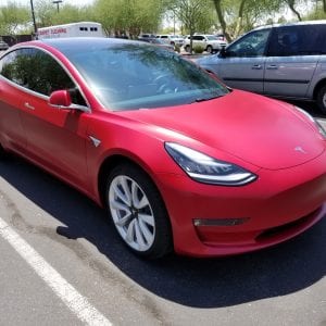 Red Tesla Side Clear Bra Mesa AZ