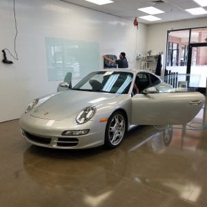 Silver Porsche Car Window Tinting in AZ